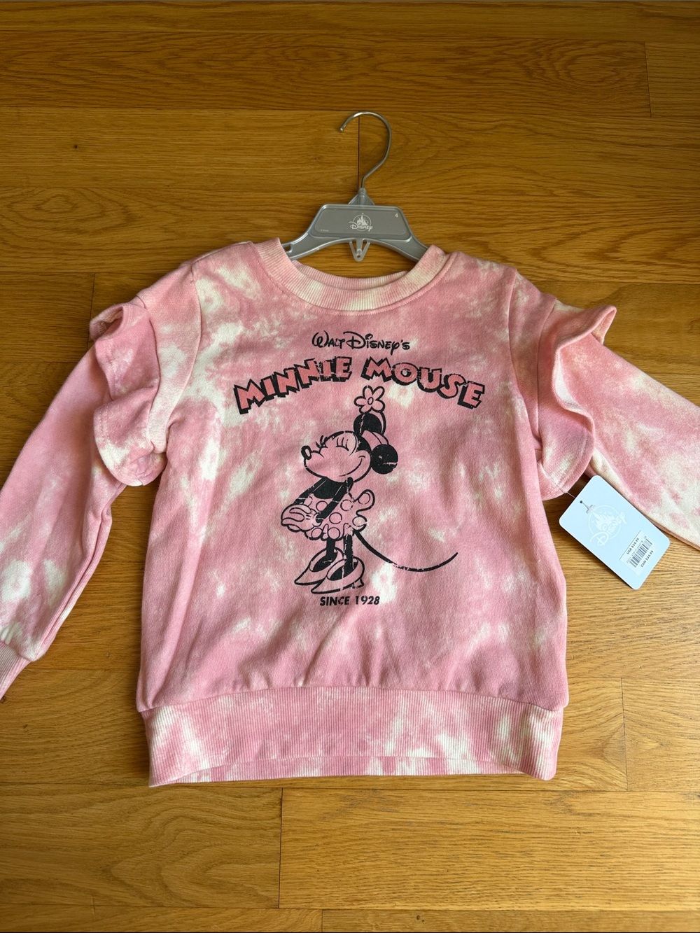 NWT Disney Minnie Mouse Pink Tie-Dye Kids Sweatshirt